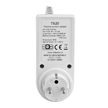 Elekrobock plug-in thermostat ELB-PI20-BE