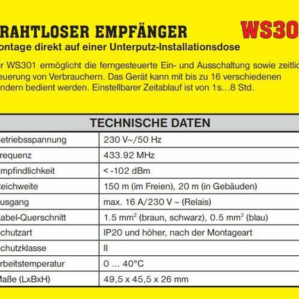 Elektrobock ontvanger WS301 (werkt samen met WS310 handzender)