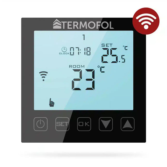 Termofol TF-WiFi-Black – Slimme Thermostaat met Wi-Fi voor Efficiënte Verwarming Place4shop